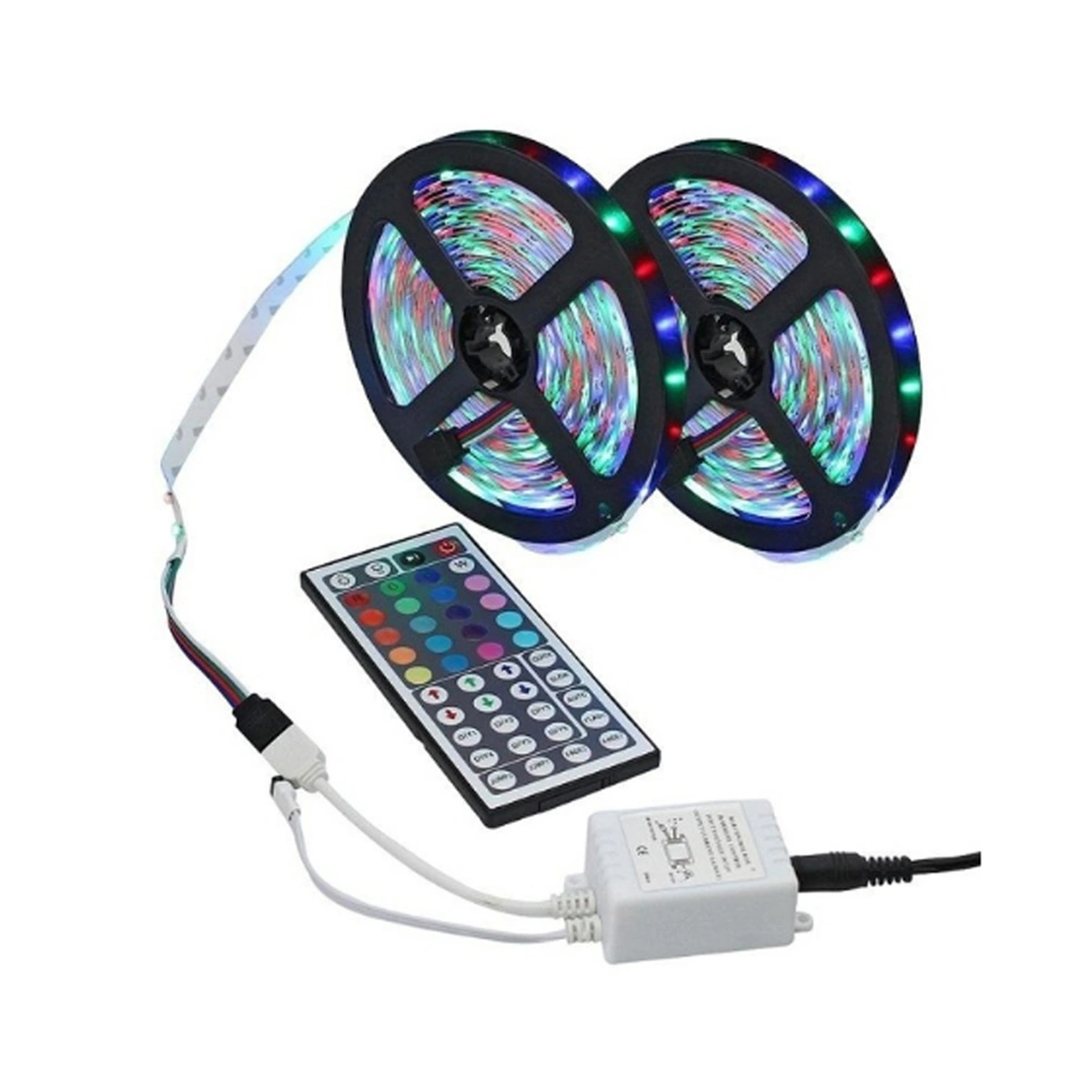 3PCS 5M RGB LED Strip Light Kit LED Light Rope with Multi-Color 44 Key IR Remote Controller DC 12V 6A Power Supply Adapter - 3528