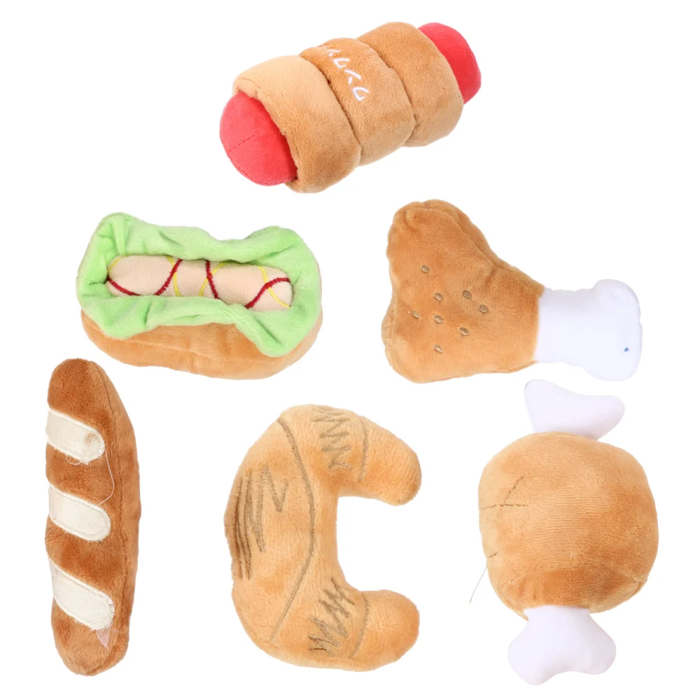 6pcs Lifelike Simulation Food Toy Pet Plush Chew Toy Pet Sound Toy for Cat Dog