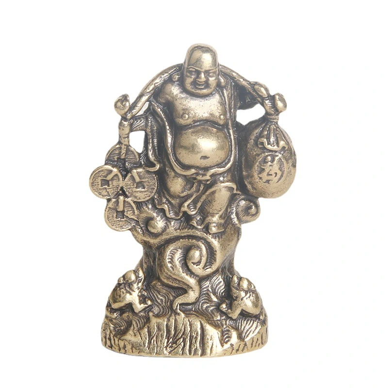 Brass Maitreya Buddha Symbol of Wealth Luck Buddha Figurine Decorative Artwork