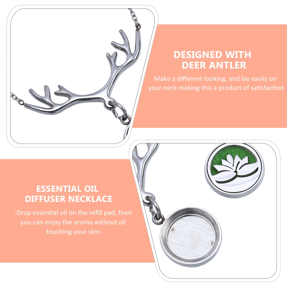 Essential Oil Diffuser Choker Aromatherapy Perfume Locket Chain Antler Necklace