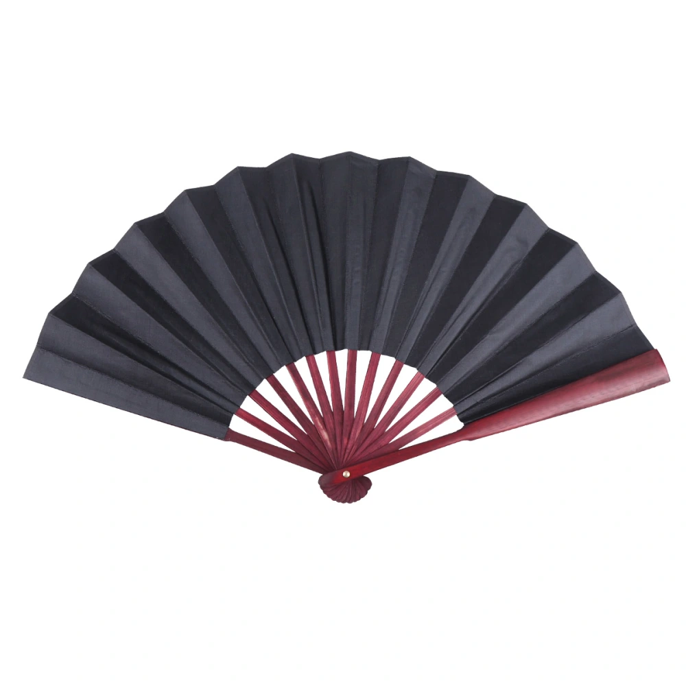 2 Pcs 8 Inch Fabric Folding Fans Handheld Blank Fans Simulated Red Wood Frame Fans Chinese Style Fan for Decoration Gifts (Black)