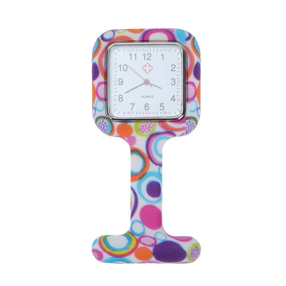 Durable Printed Hanging Watch Portable Silicone Medical Nurse Watch Square Pocket Watch for Women Ladies (Random Color of Printing Color)