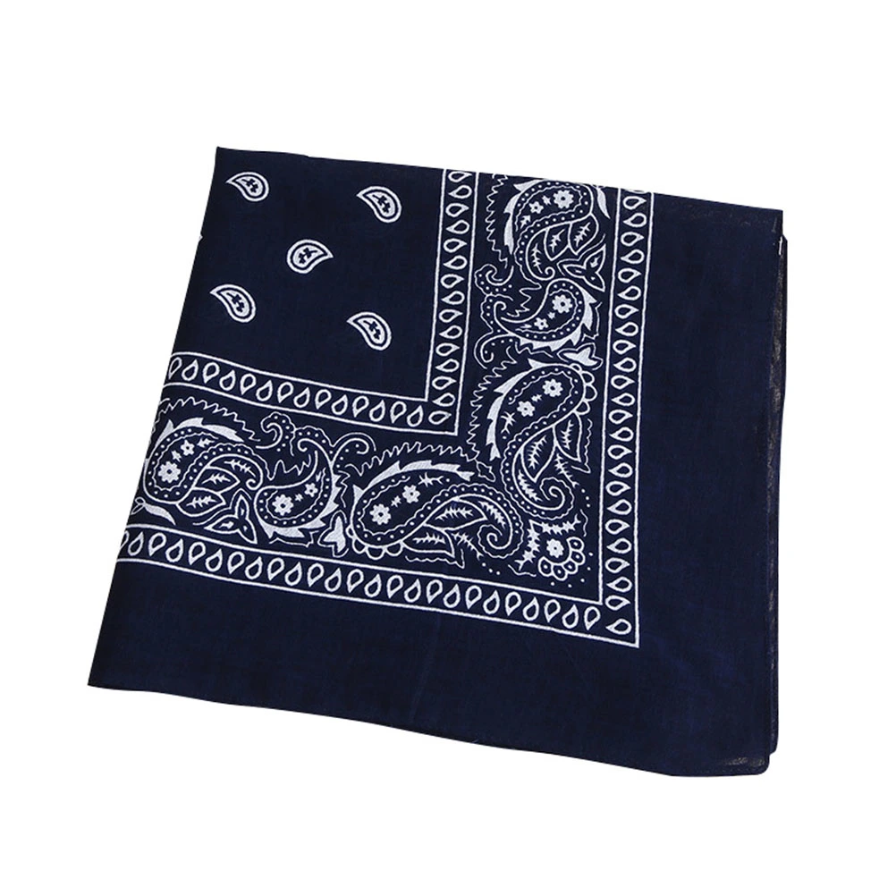 Multipurpose Bandana Printed Cotton Headband Sweat-absorbing Handkerchiefs (Dark Blue)