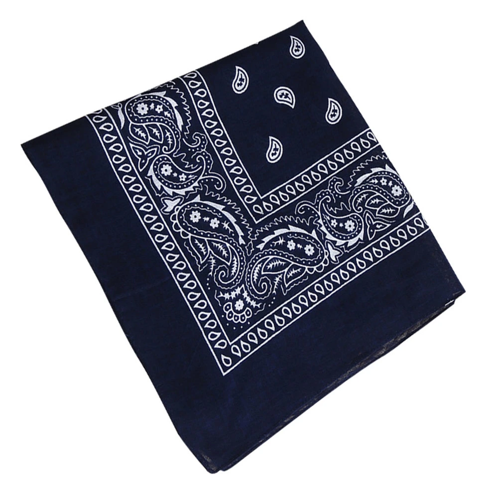 Multipurpose Bandana Printed Cotton Headband Sweat-absorbing Handkerchiefs (Dark Blue)