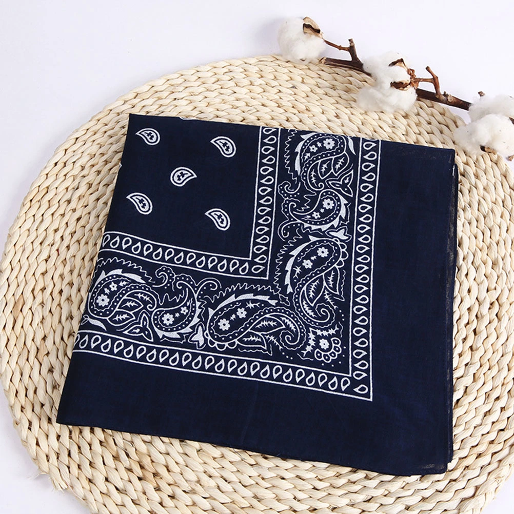 Multipurpose Bandana Printed Cotton Headband Sweat-absorbing Handkerchiefs (Dark Blue)
