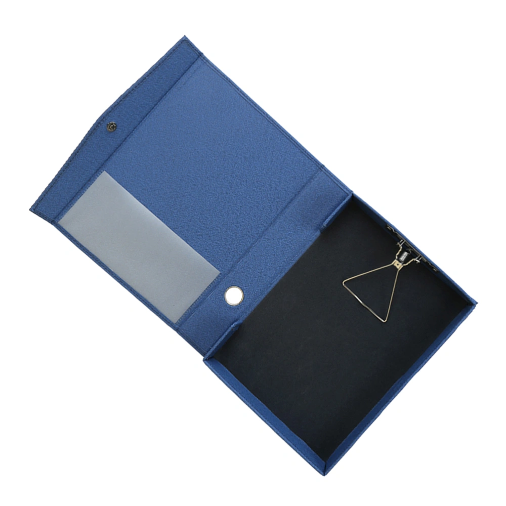 A4 PU Leather Paper Document Holder Writing Memo Folders Practical Simple Clipboard Profile Clip Box for Home Office School (Blue)