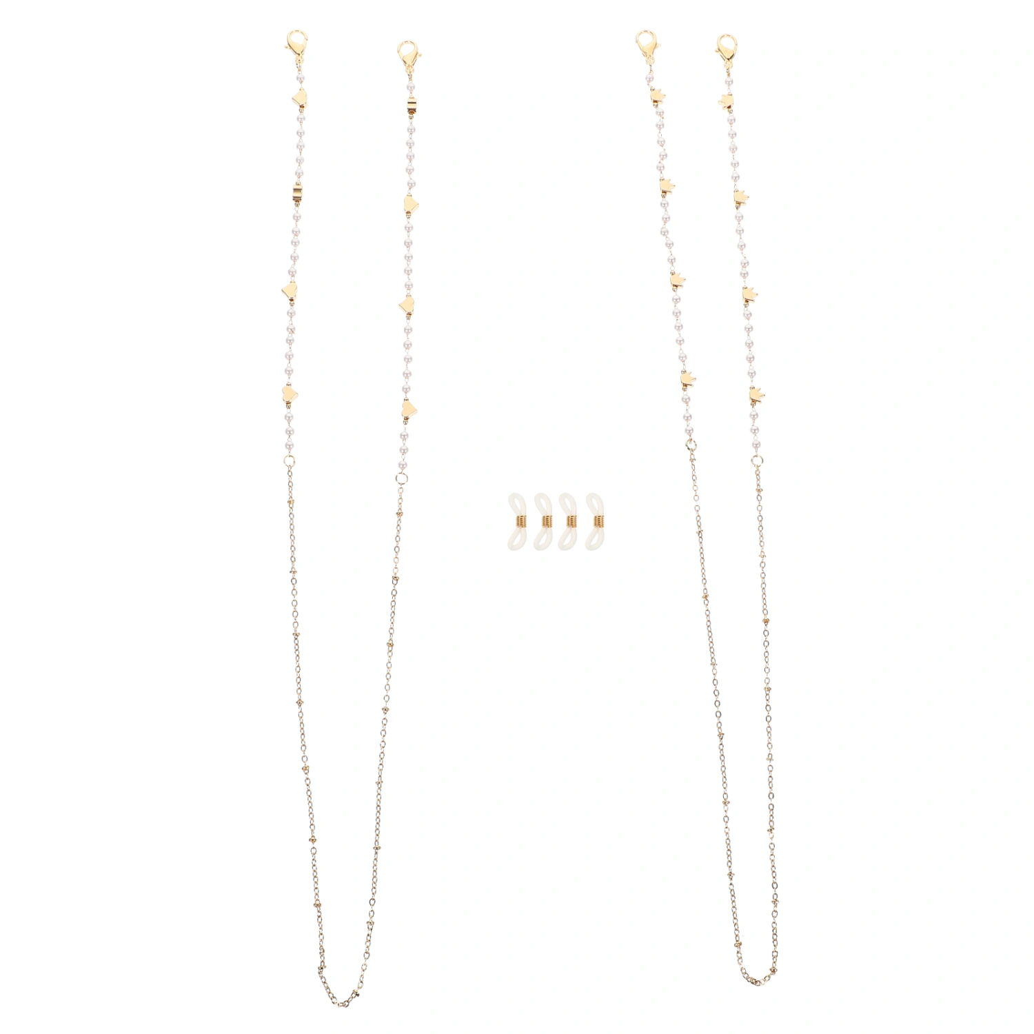2pcs Anti-lost Glasses Chain Mask Chain Eyeglass Chains Decorative Glasses Lanyard for Women (Crowns, Heart Shape)