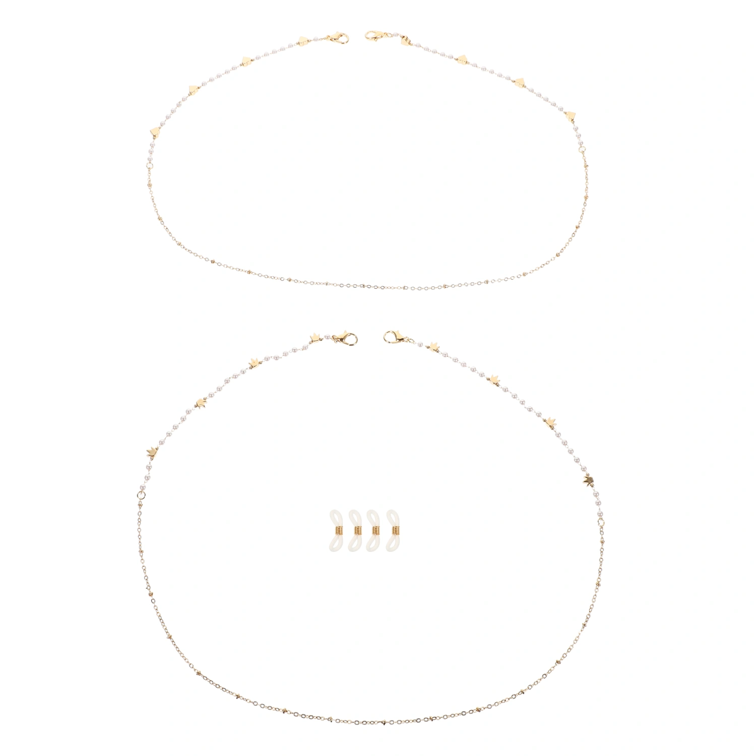 2pcs Anti-lost Glasses Chain Mask Chain Eyeglass Chains Decorative Glasses Lanyard for Women (Crowns, Heart Shape)