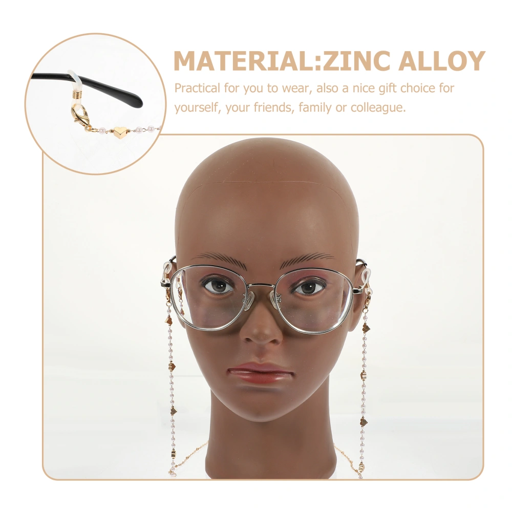 2pcs Anti-lost Glasses Chain Mask Chain Eyeglass Chains Decorative Glasses Lanyard for Women (Crowns, Heart Shape)