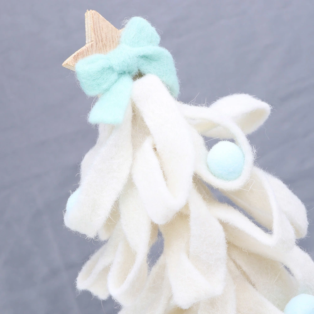 Wool Felt Star Christmas Tree Adornment Xmas Desktop Ornament Decoration for Kids Children Festival Party White