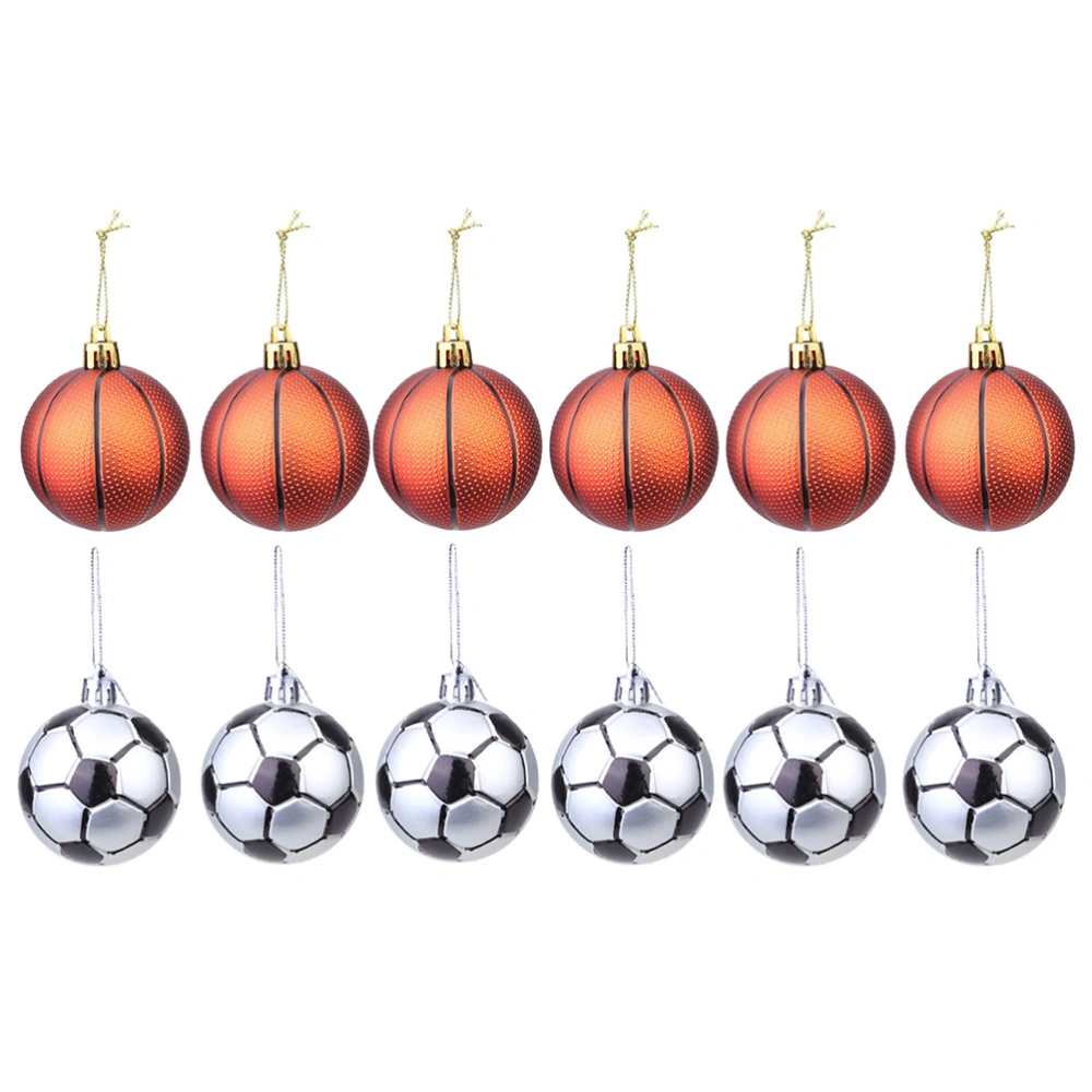 1 Set 12pcs Christmas Hanging Ball Pendant Sports Ball Design Ornament for Party