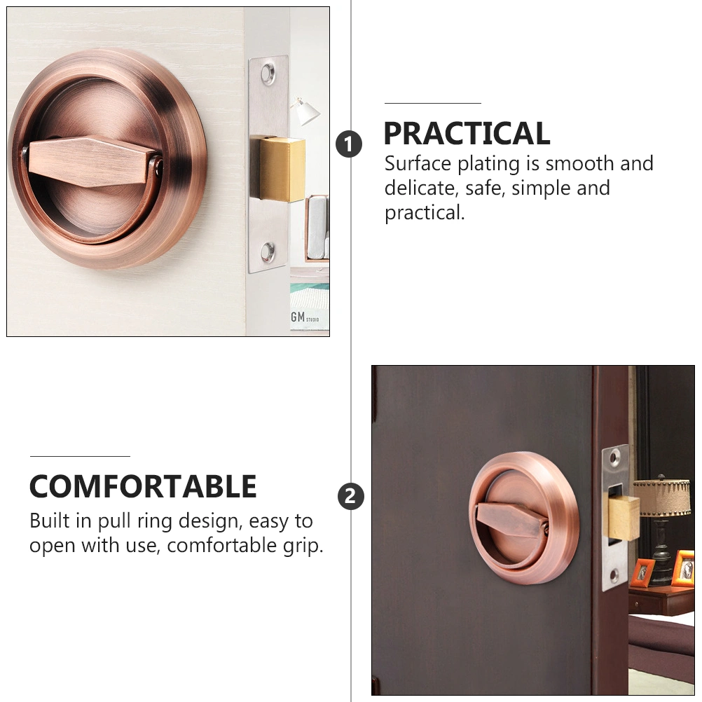 1pc Durable Stainless Steel Concealed Pull Ring Single-sided Lock for Door
