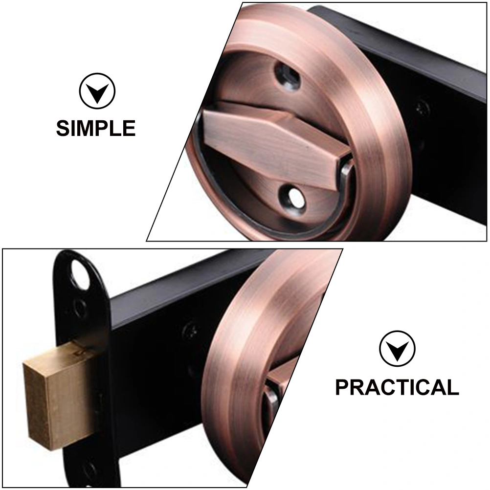 1pc Durable Stainless Steel Concealed Pull Ring Single-sided Lock for Door