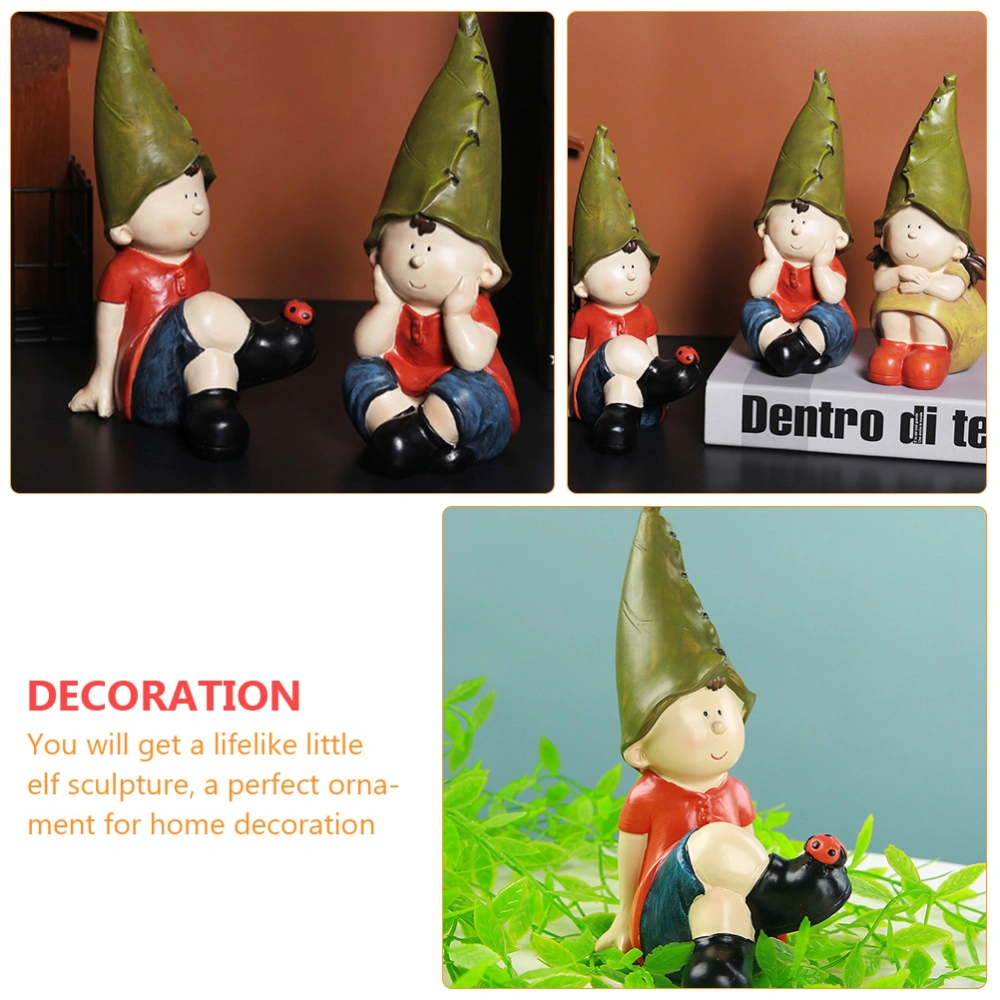 Resin Craft Desktop Accessory Garden Little Boy Elf Ornament Bedroom Decor