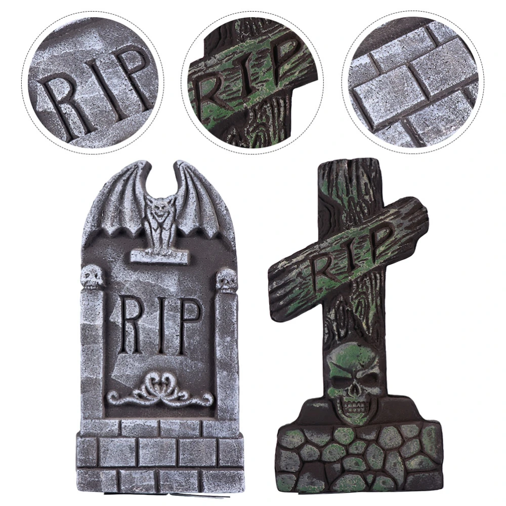 2PCS Horrible Halloween Tombstone Halloween Decoration Tombstone Ornaments