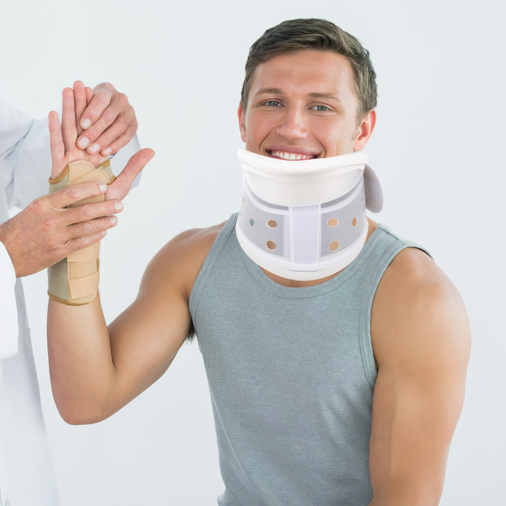 Breathable Neck Support Fixing Brace Wrap Cervical Collar for Stiff Neck Pain Relief Injury Recovery (White, Size M)