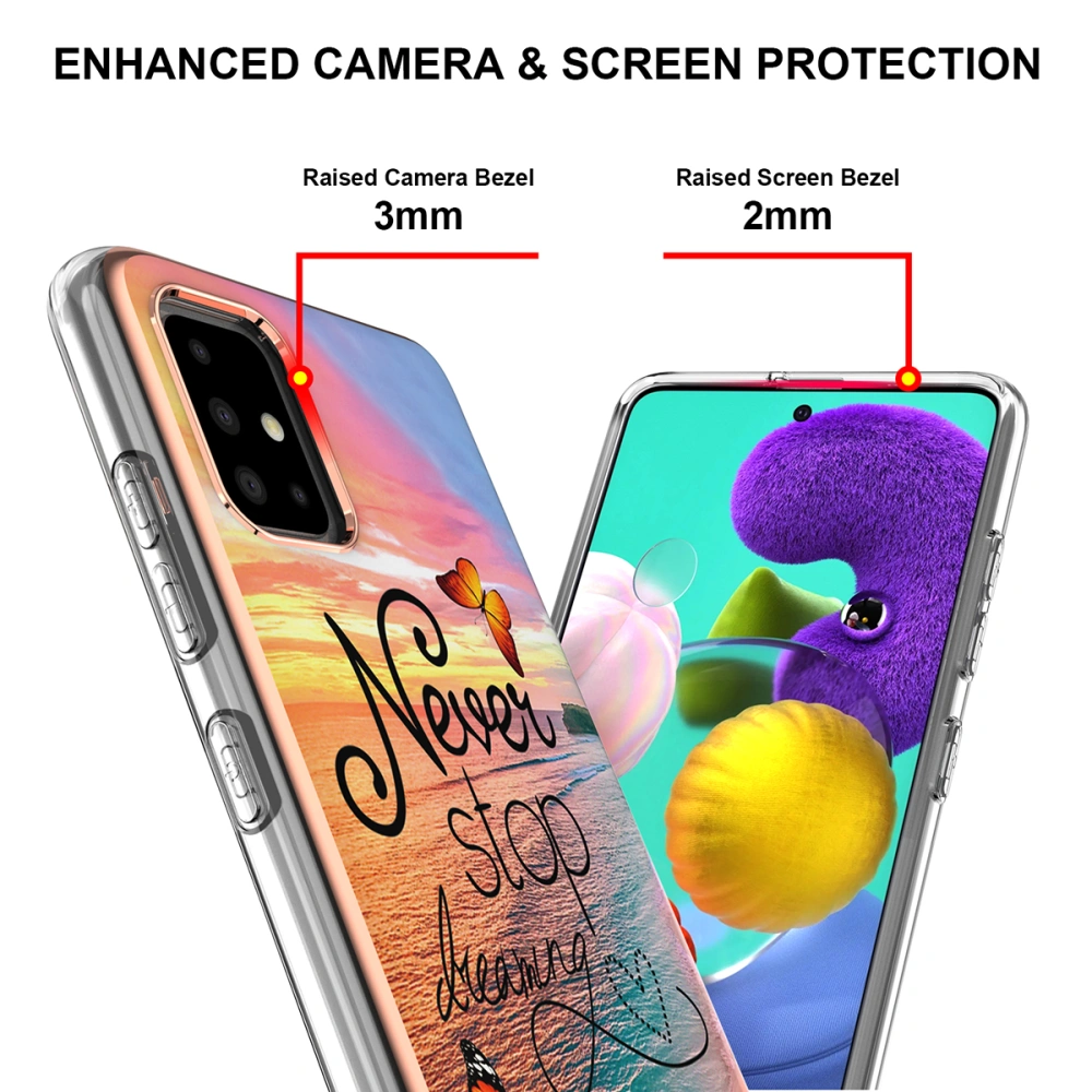 Cellphone Protector Slim Luxury Golden Outline Phone Case Compatible with A51