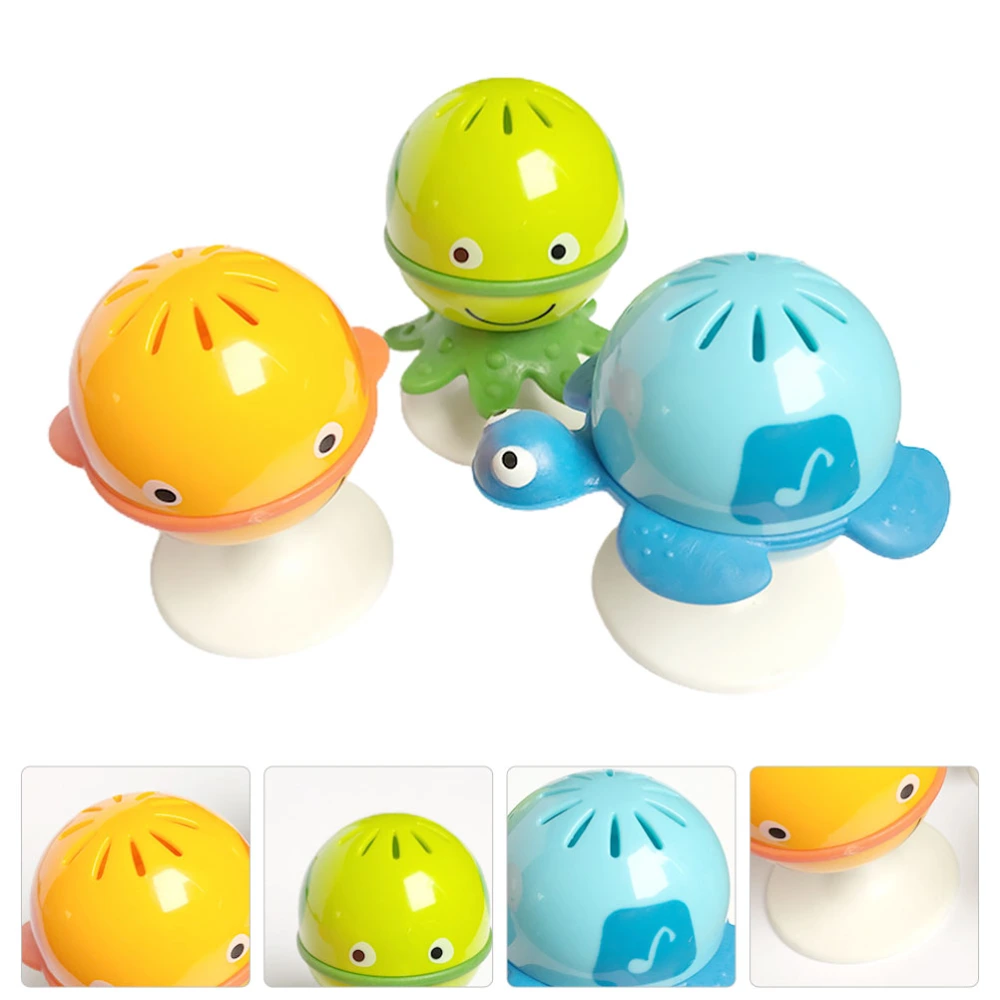 3pcs Baby Feeding Rattles Ocean Series Plaything Rattle Toys with Suction Cups