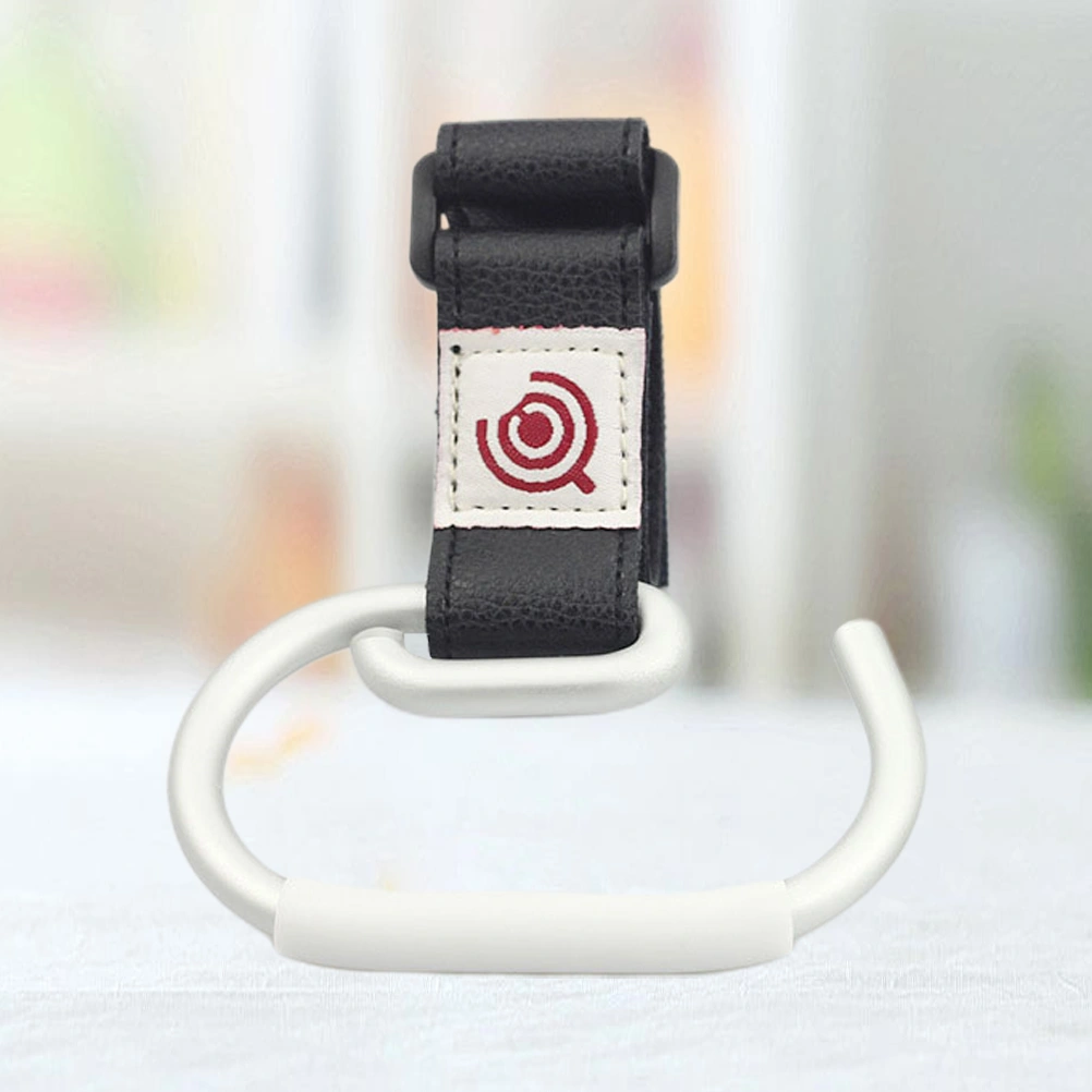 Baby Stroller Hook Clips Convenient Stroller Accessories Baby Stroller Hanger for Hanging Diaper Bags Purse Stroller Organizer (Black Belt, Silver Hook)