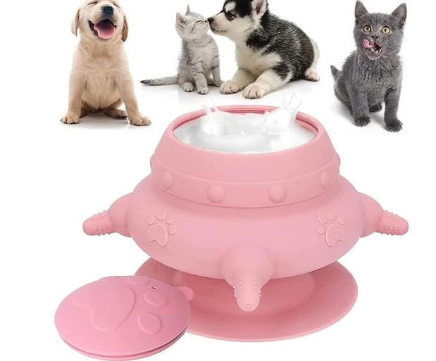 Silicone Puppy Milk Feeder Bowl with 4 Teats Simulated Nipples Feeder for Puppy