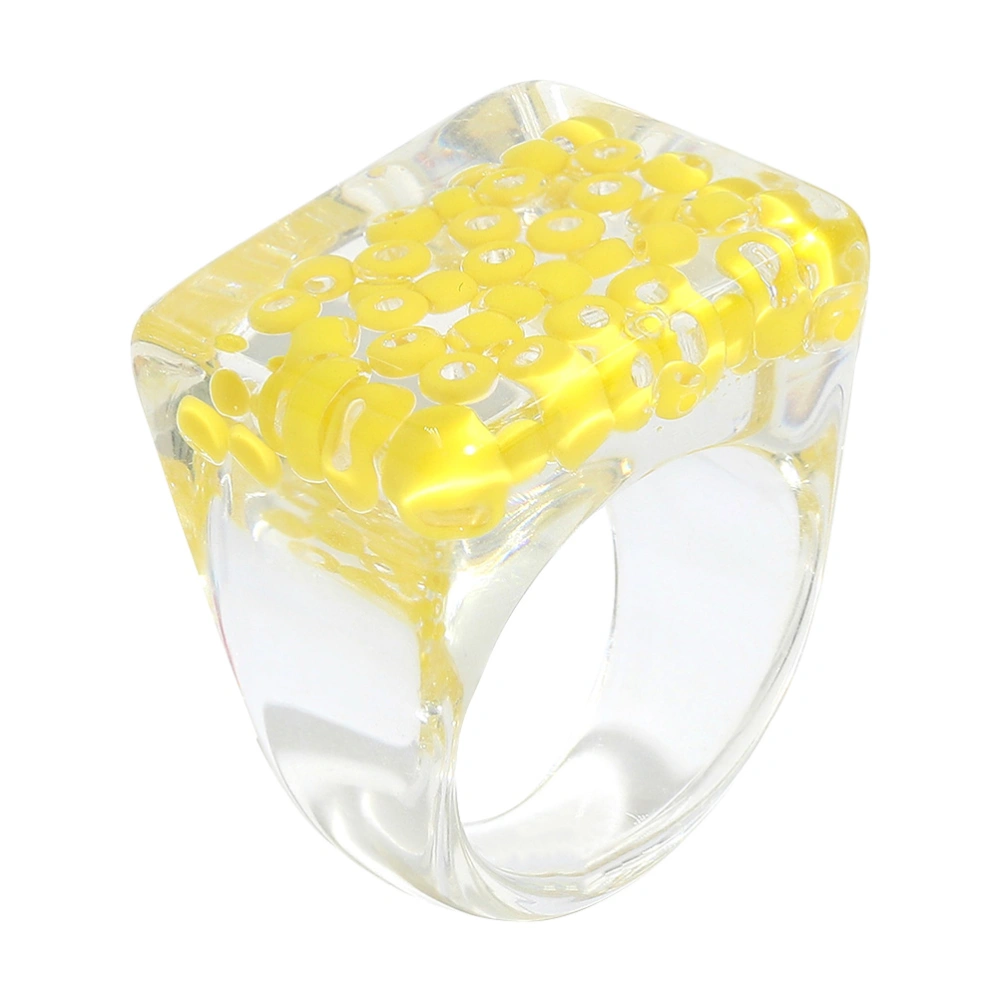 1pc Women Resin Ring Creative Ring Jewelry Women Ring Ornament Inlaid Bead Ring