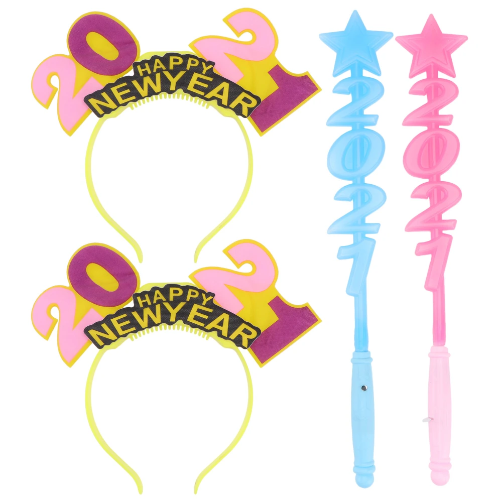 4pcs New Year Luminous Headdress Glow Stick Prop Hair Festival Supply