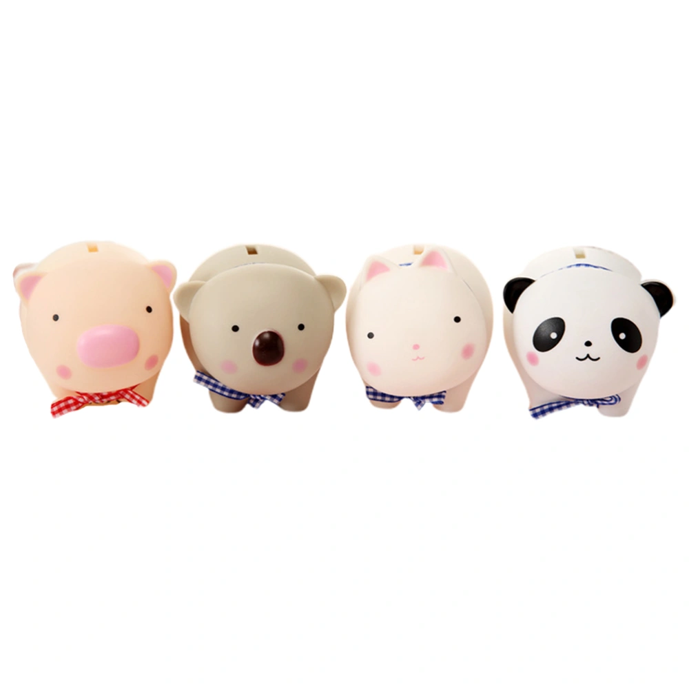 4pcs Adorable Plastic Doll Bank Practical Coin Bank Cartoon Money Box Saving Pot Desktop Decoration (Koala + Panda + Pig + Rabbit)