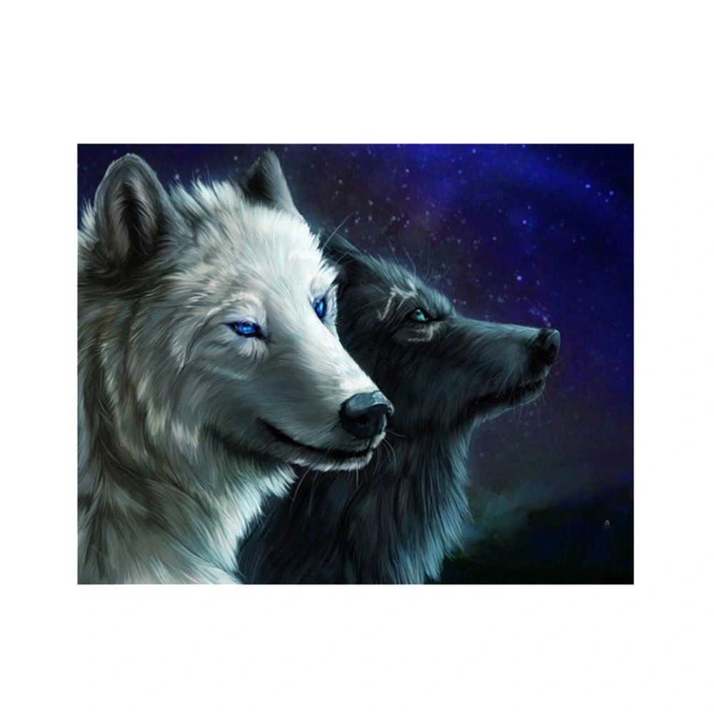 DIY Beads Painting Wolf Pattern Rhinestone Cross Stitch Kit Home Wall Decor Craft 8303