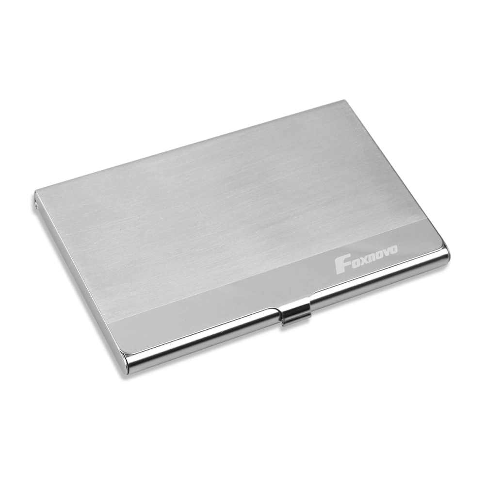 Foxnovo Portable Stainless Steel Business Name Credit Holder Case (Silver)