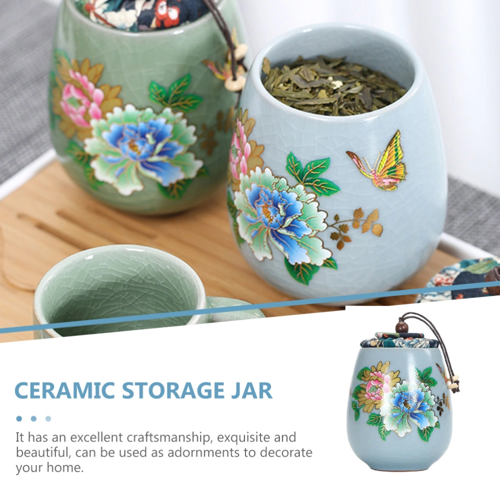 Ceramic Tea Can Sealing Tea Canister Coffee Bean Holder Portable Tea Sealed Jar with Lid