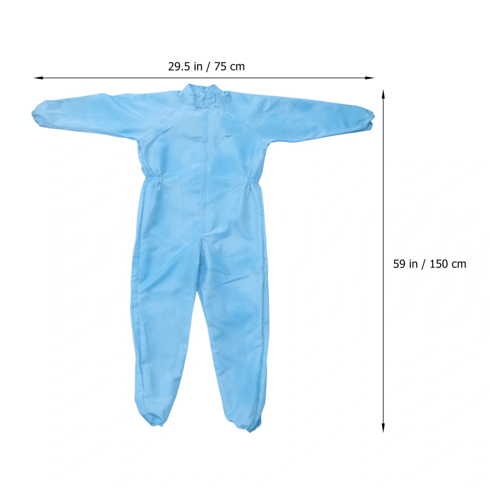 Dustproof Protective Clothing Antistatic Hooded Suit Laboratory Clean Clothes (Blue, Without Shoes, Size M)