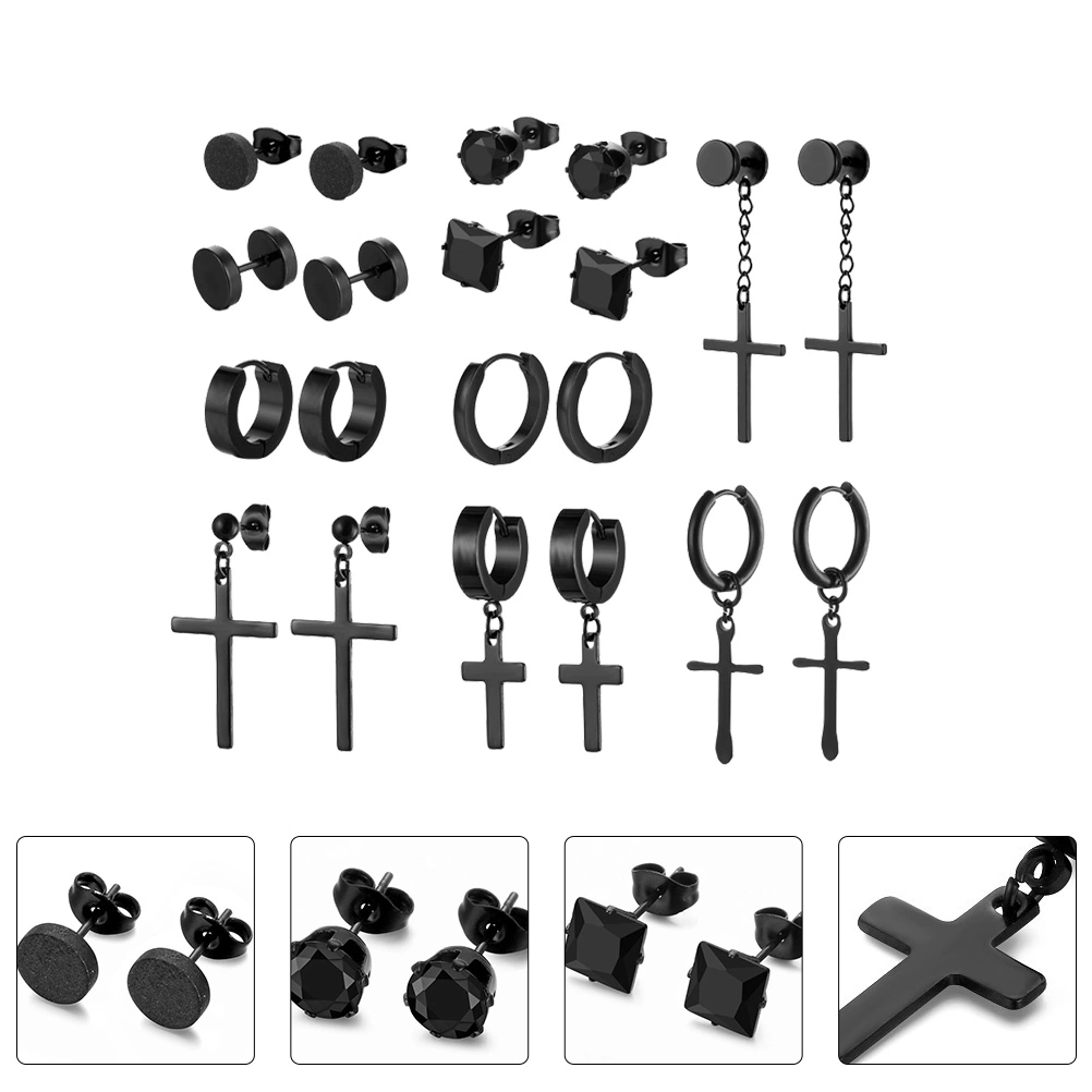 10 Pairs of Stainless Earrings Decorative Ear Studs Ear Accessories for Male