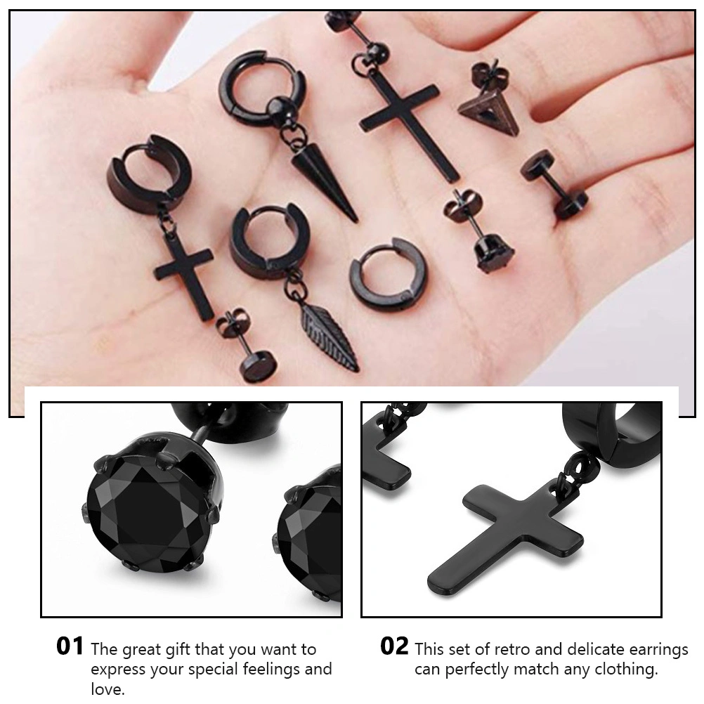 10 Pairs of Stainless Earrings Decorative Ear Studs Ear Accessories for Male