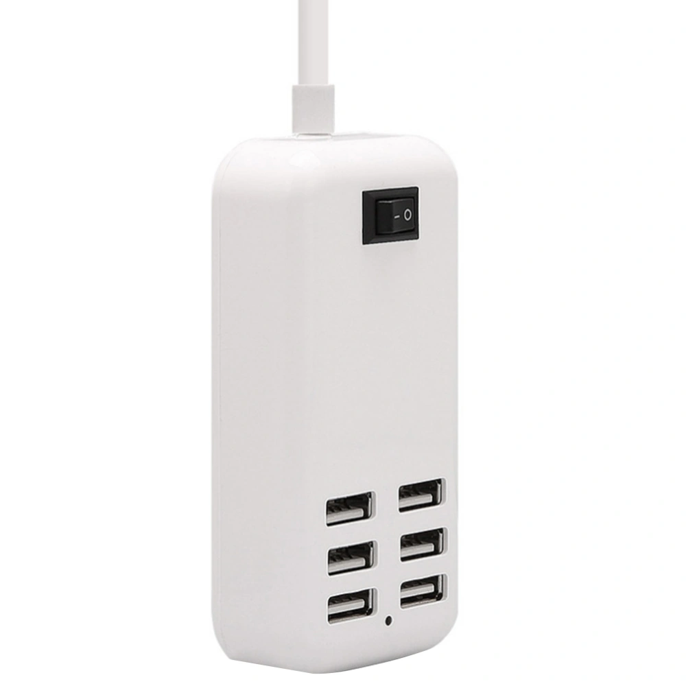 1pc 6-port Charger Extension Socket Intelligent Quick Charger Multi-function Plug-in Charger (EU Plug White)