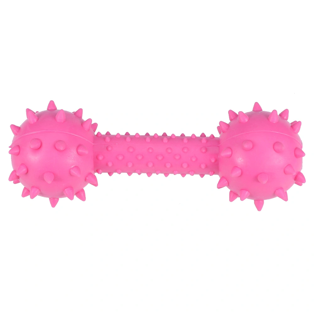 Dog Cat Rubber Sound Spiny Barbell With Bells Chew Molar Toys Pet Training Products Accessories Interactive Supplies (Rosy)