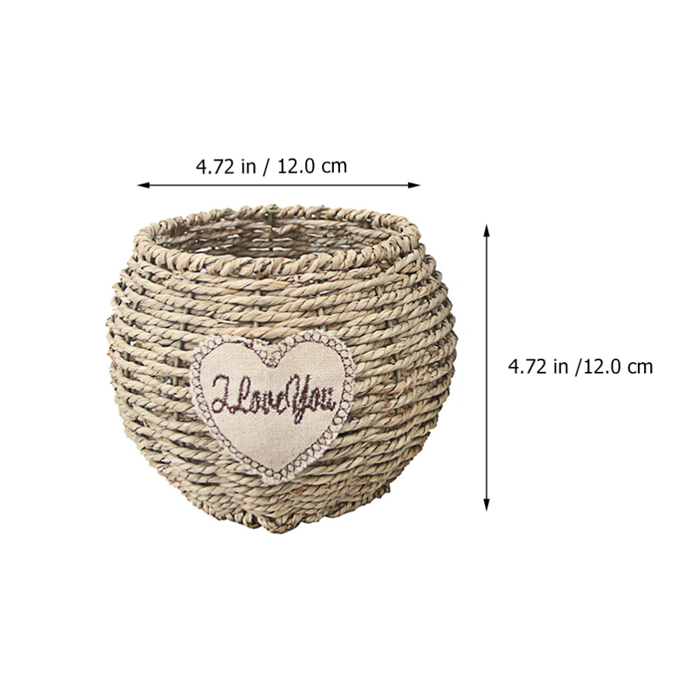 1 Pc Straw Woven Basket Plant Flower Basket Home Party Tabletop Decoration