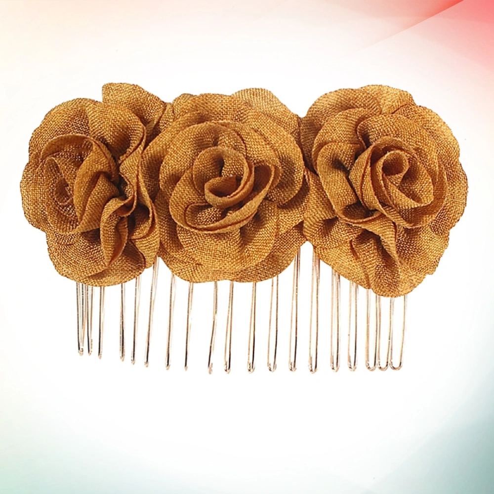 Beautiful Flower Clip Exquisite Hair Clip Bridal Barrette Hairclip Hair Accessory for Wedding Party Photo (Yellow)