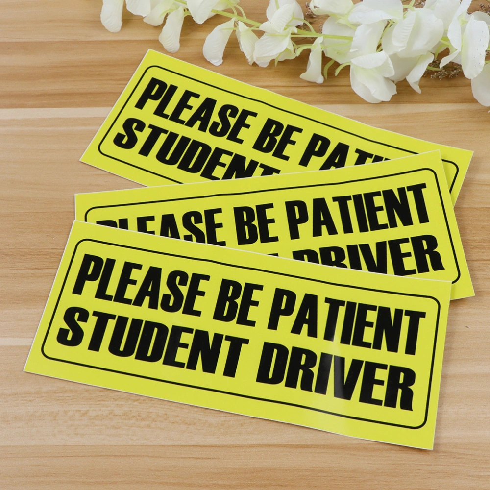 4Pcs Car Sticker Eye-catching PLEASE BE PATIENT STUDENT DRIVER Decals Novice Adhesive Sticker Safety Signs for Car