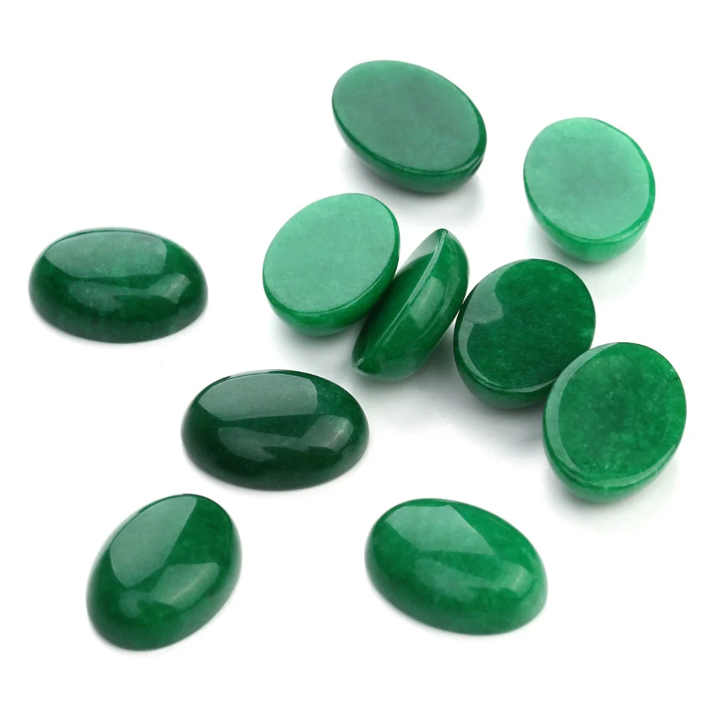 10pcs 25x18MM DIY Stone Time Sticker Oval Glass Patch Supplies for Jewelry Craft Making (Green)