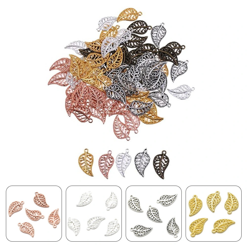 75Pieces Vintage Hollow Filigree Leaf Charms Pendants Jewelry Findings