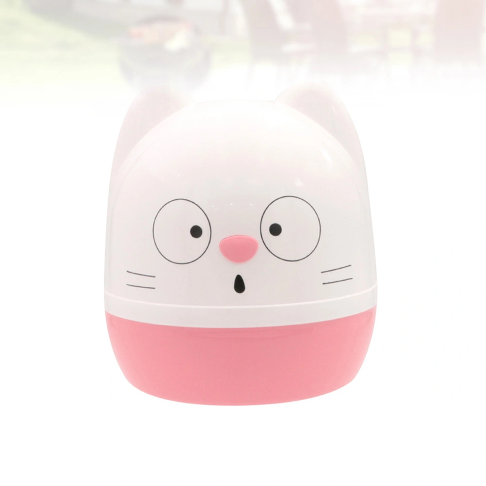 1pc Roll Paper Storage Container Holder Cartoon Toilet Tissue Box Plastic Round Shape for Home (Pink + White)