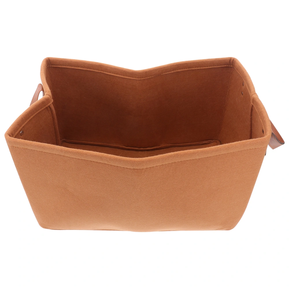 1PC Felt Storage Basket Portable Sundries Storage Basket Desktop Sundries Storage Basket Creative Nonwovens Storage Container Simple Stylish Storage Basket for Home Use Brown