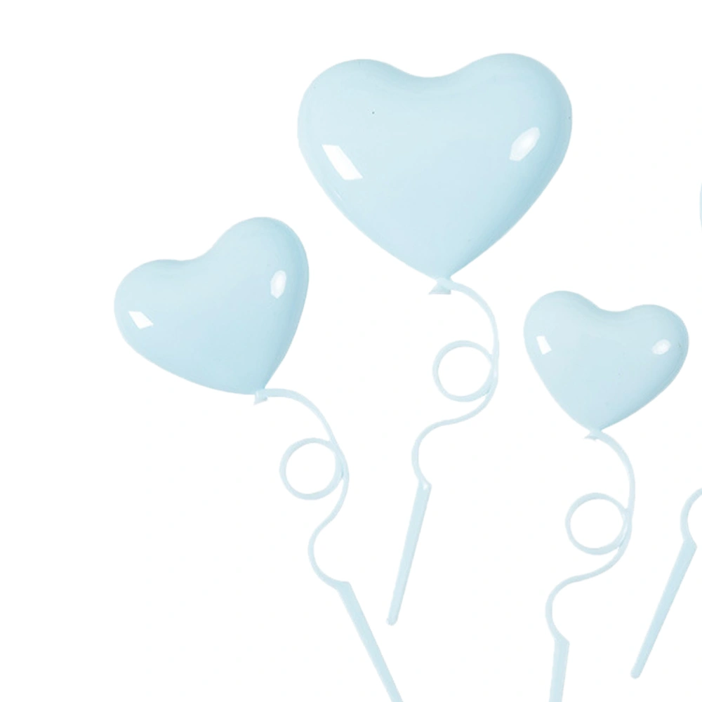 40pcs Heart-shaped Balloons Cake Toppers Birthday Cake Ornaments Romantic Valentine Day Cake Toppers for Girls Party Cake Decors Light Blue