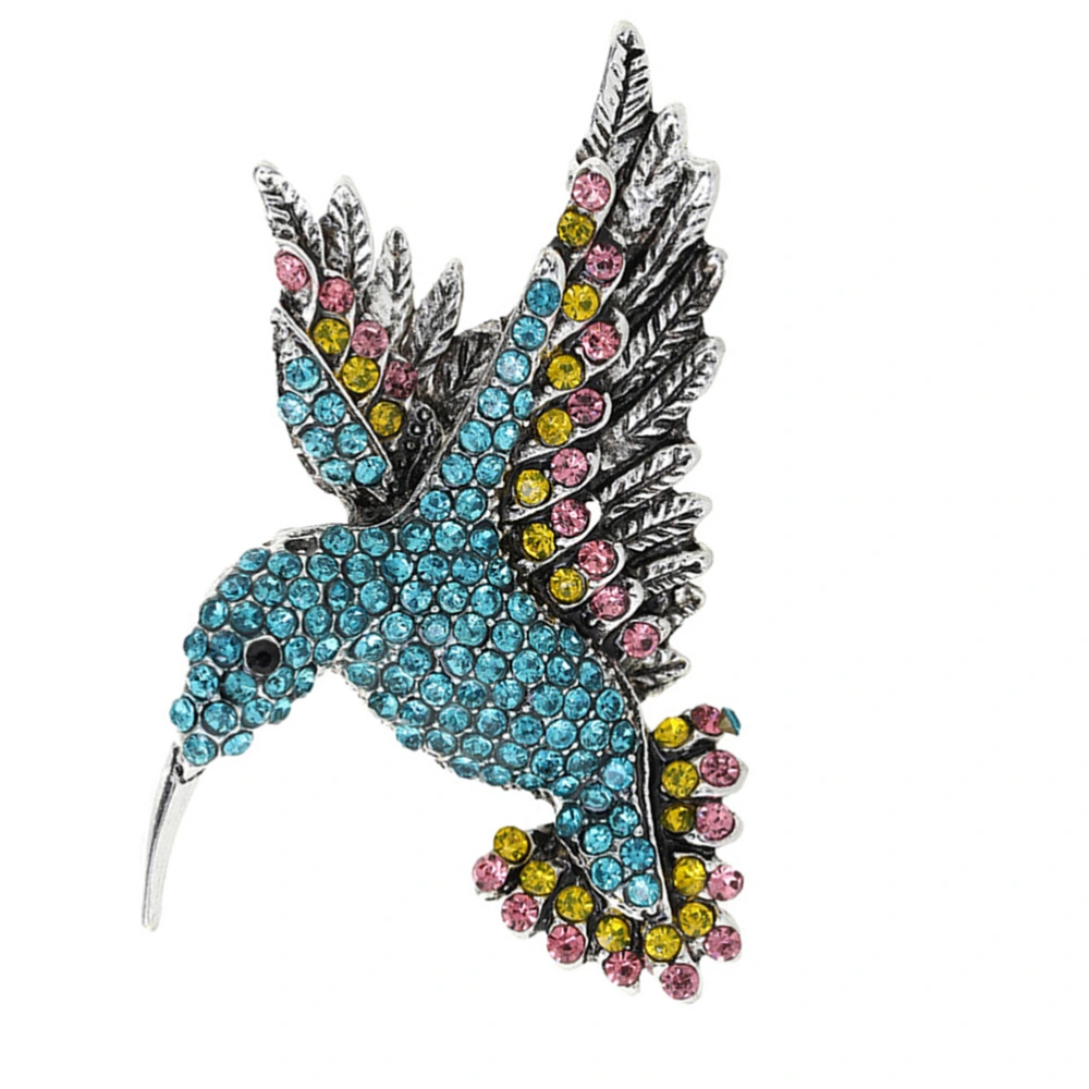 1Pc Unisex Bird Brooch Bird Breastpin Birdie Collar Pin Inlaid Diamond Brooch (Blue)