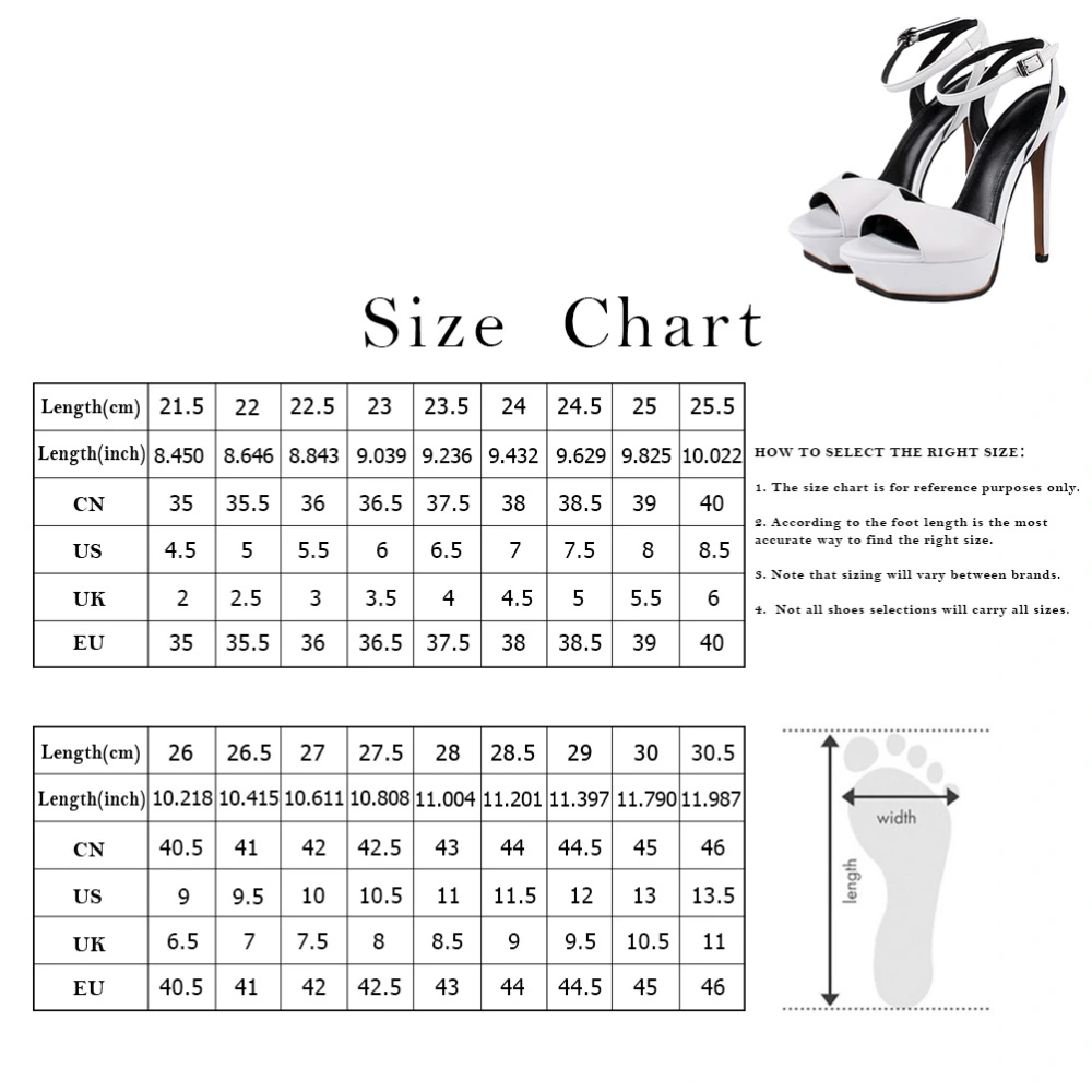 1 Pair Women High Heels Waterproof Platform Thin Heel High Heels Shoe Stiletto Leather Peep Toe Sandals Belt Buckle High Heel Shoes (White Size 37 23.5cm Length 6.5US 4UK 37.5EU 9.2355Inch)