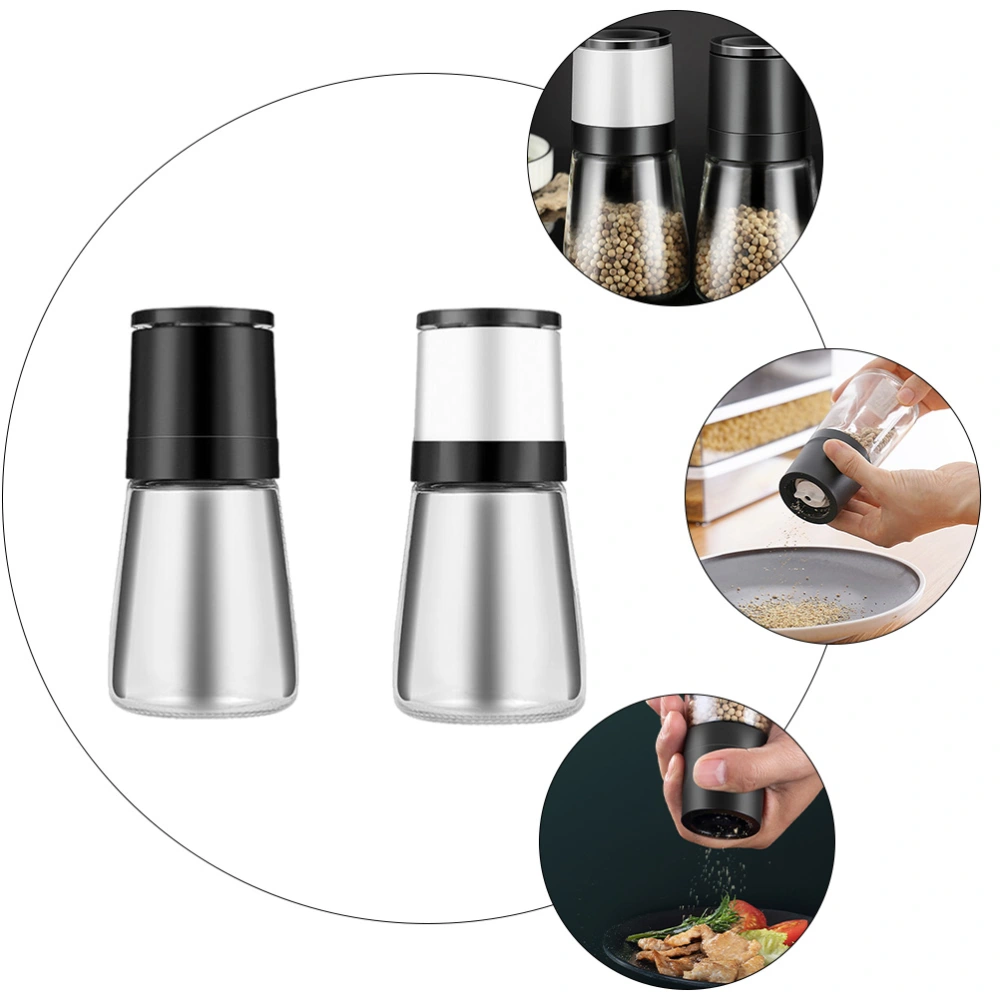 1 Set 2Pcs Spice Grinders Kitchen Manual Glass Pepper Grinder (Assorted Color)