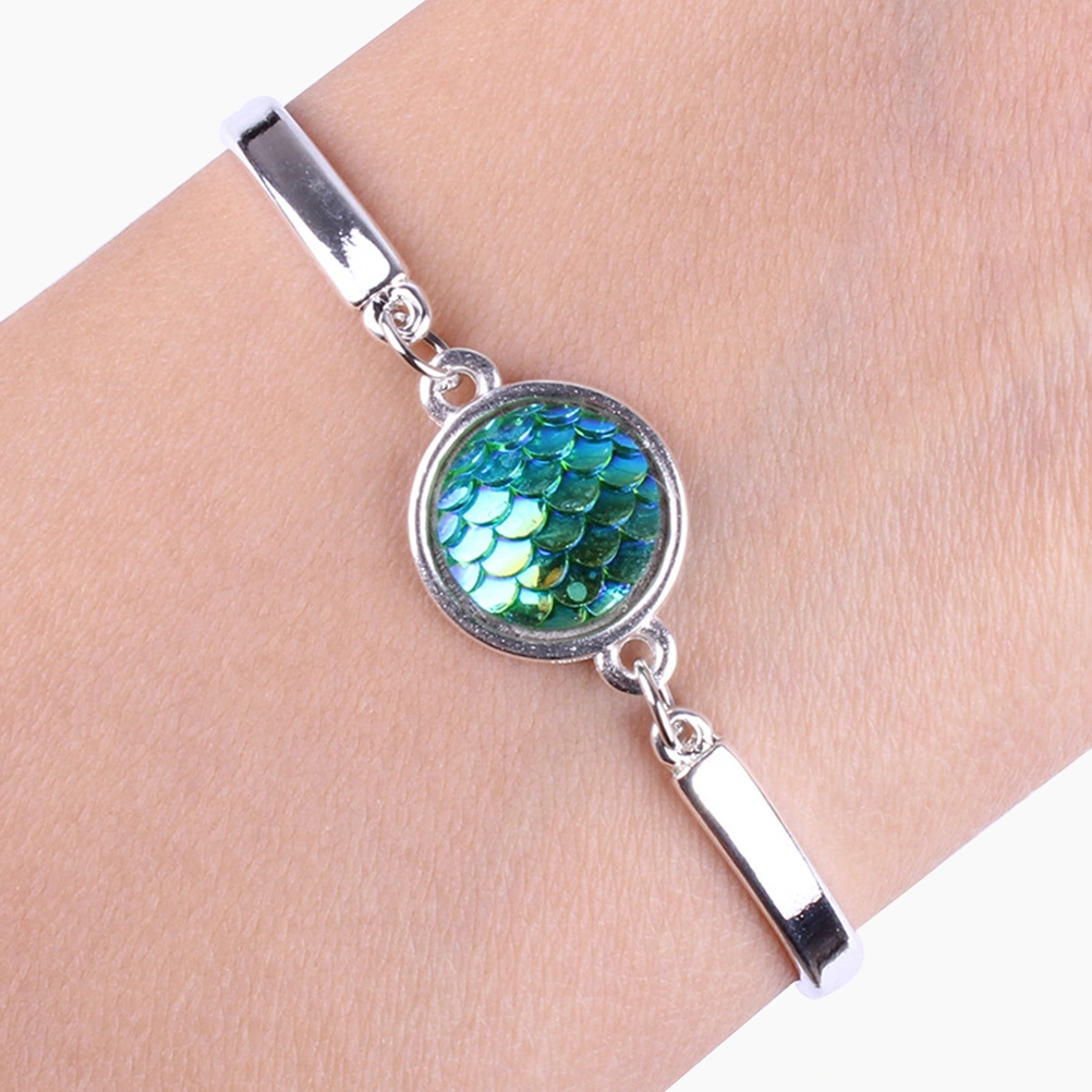 Mermaid Bracelet Bangle Fish Scale Bracelet Mermaid Jewelery Bracelet (Green)