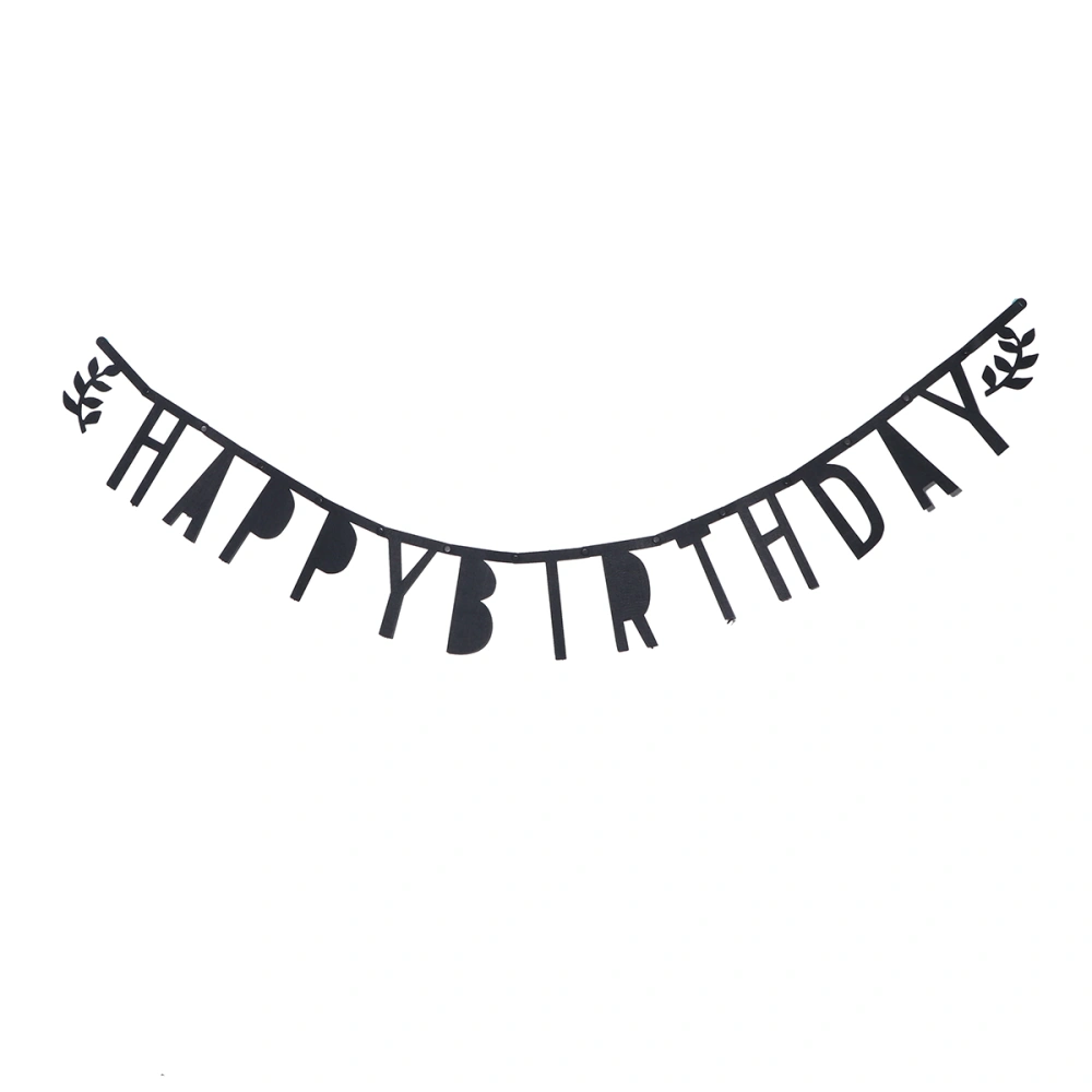 Happy Birthday Black Letters Pattern Felt Banner Birthday Party Decor Bunting Banner Party Garland Banner