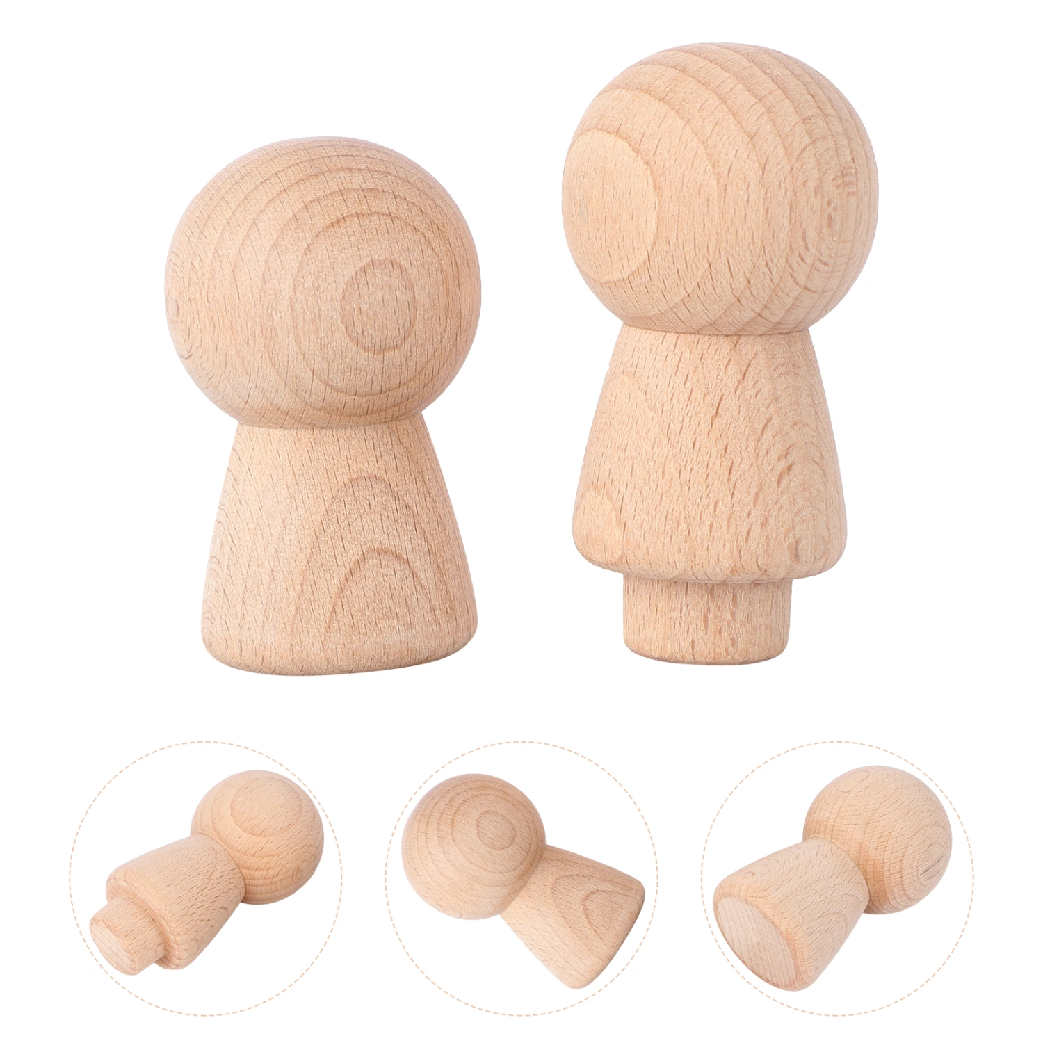 2pcs Solid Wood Hand Painting Toy Wooden Puppet Toy DIY Painting Puppet Toy