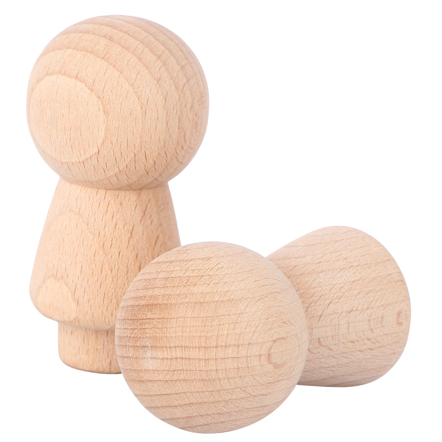 2pcs Solid Wood Hand Painting Toy Wooden Puppet Toy DIY Painting Puppet Toy